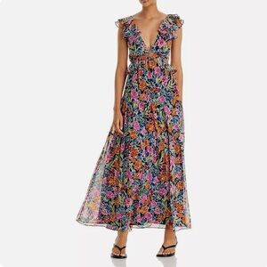 NWT AQUA Floral Ruffle Maxi Dress - Size XL